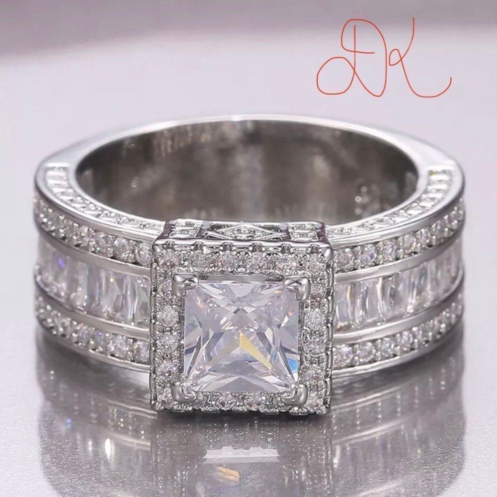 925 WEDDING RING BRIDAL RING ENGAGMENT RING - Picture 3 of 11